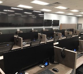 Training room consoles with comms for each student